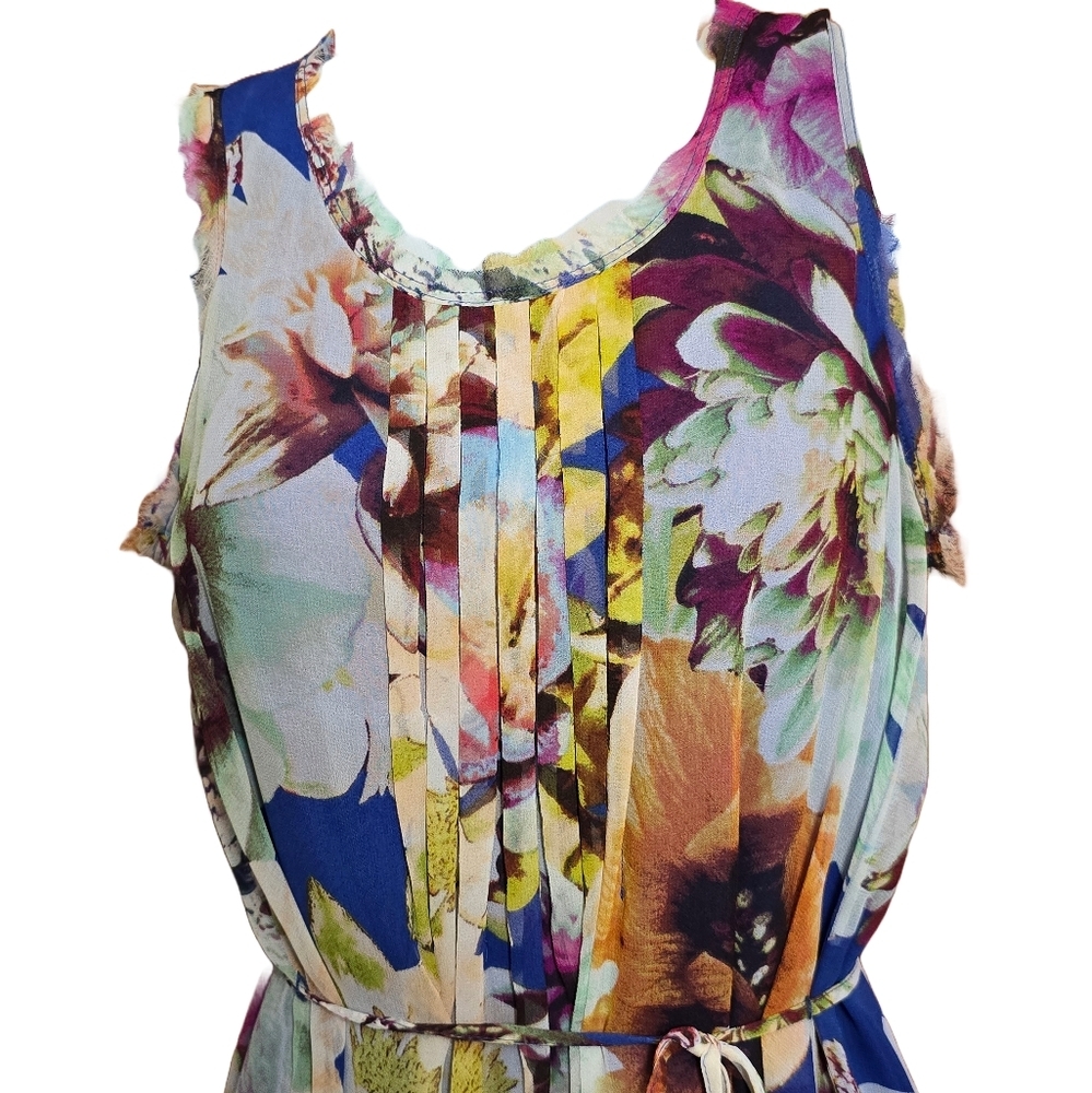 Simply Vera Vera Wang Floral Sleeveless Dress XS Lined EUC - Picture 2 of 7